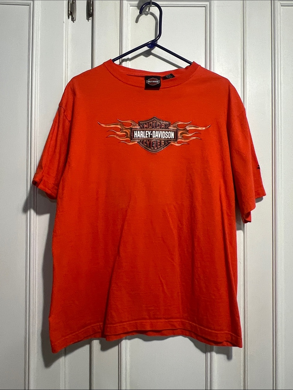 Harley-Davidson Orange Short Sleeve Tee with Flame Logo